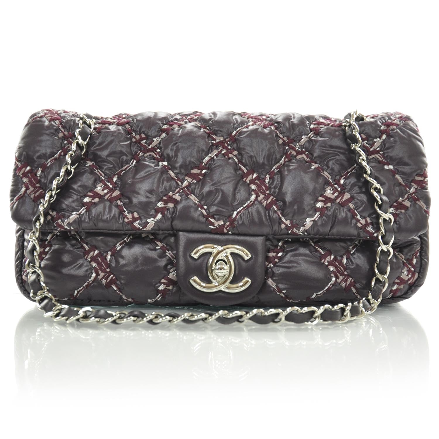 Chanel Nylon Quilted Tweed on Stitch Flap Purple 1 of 9