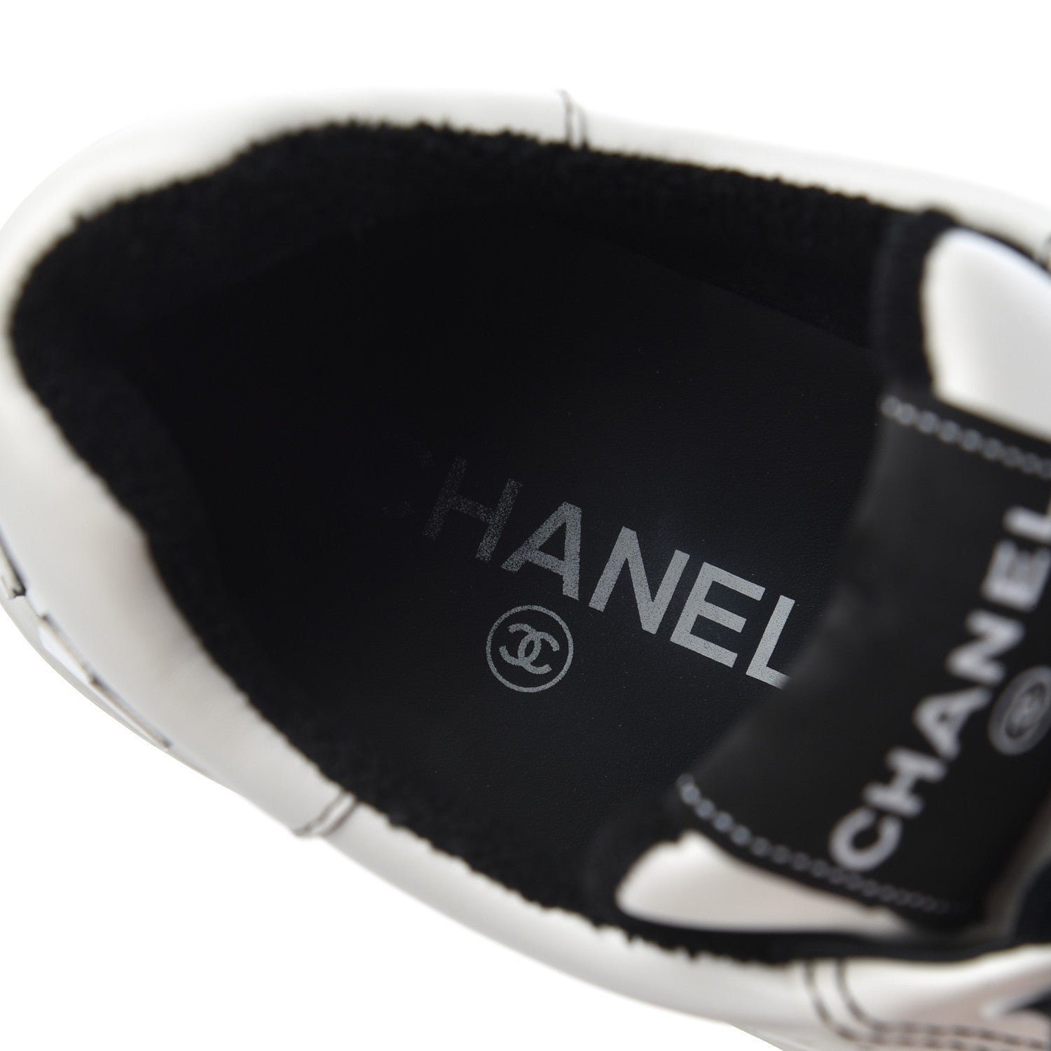 Chanel Calfskin Womens Logo Sneakers 39 White Black 22 of 23