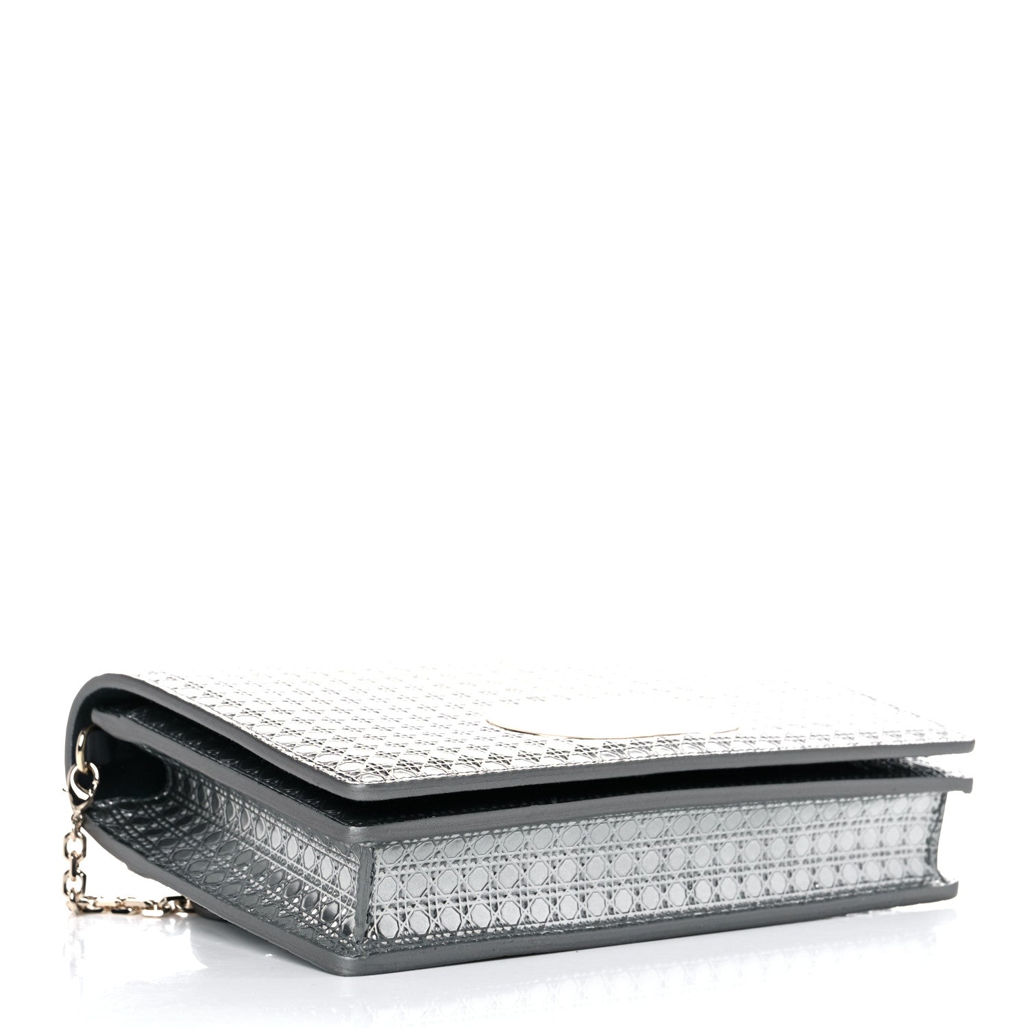 Christian Dior Metallic Patent Micro-Cannage 30 Montaigne 2 in 1 Pouch Silver 3 of 8
