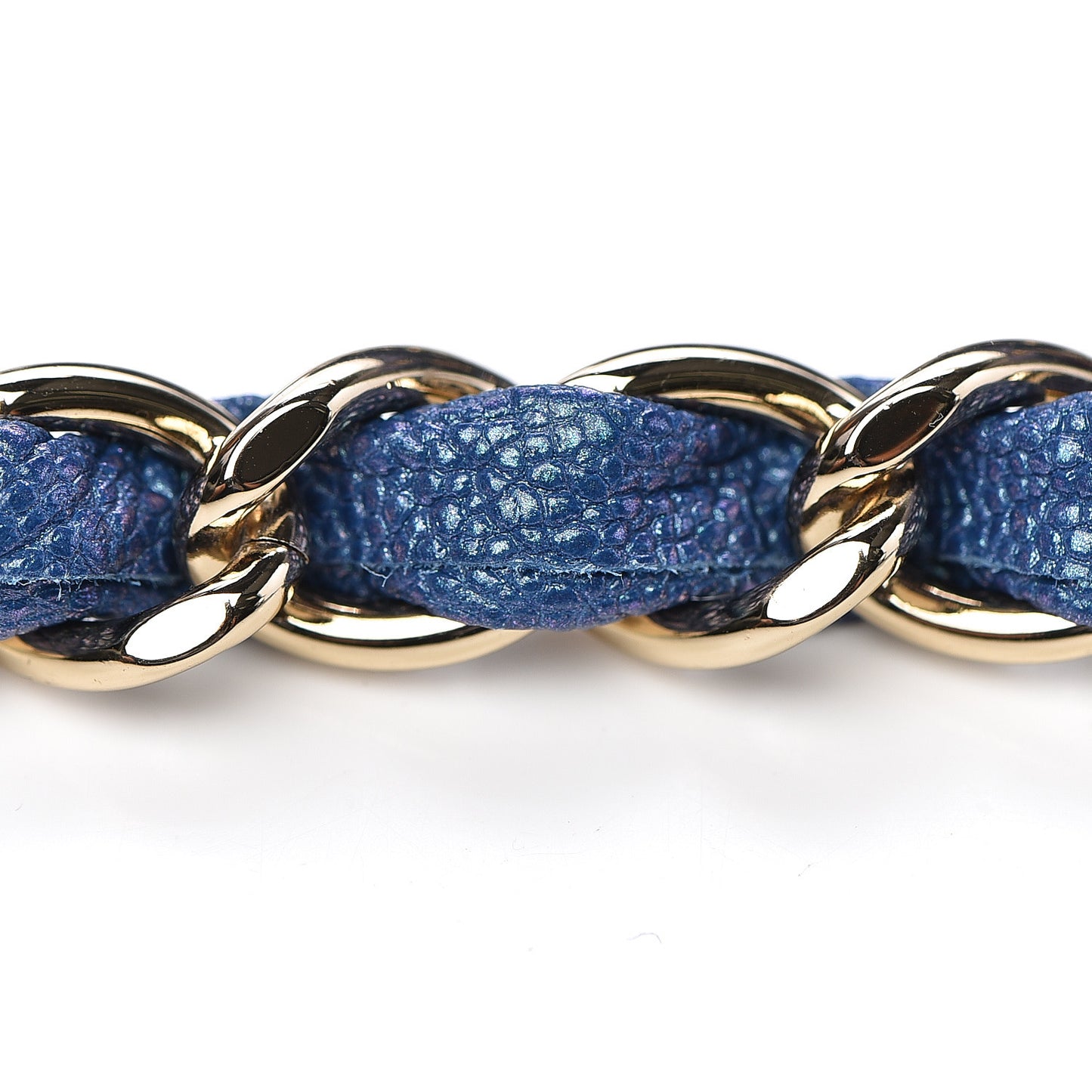Iridescent Caviar Quilted Medium Double Flap Dark Blue