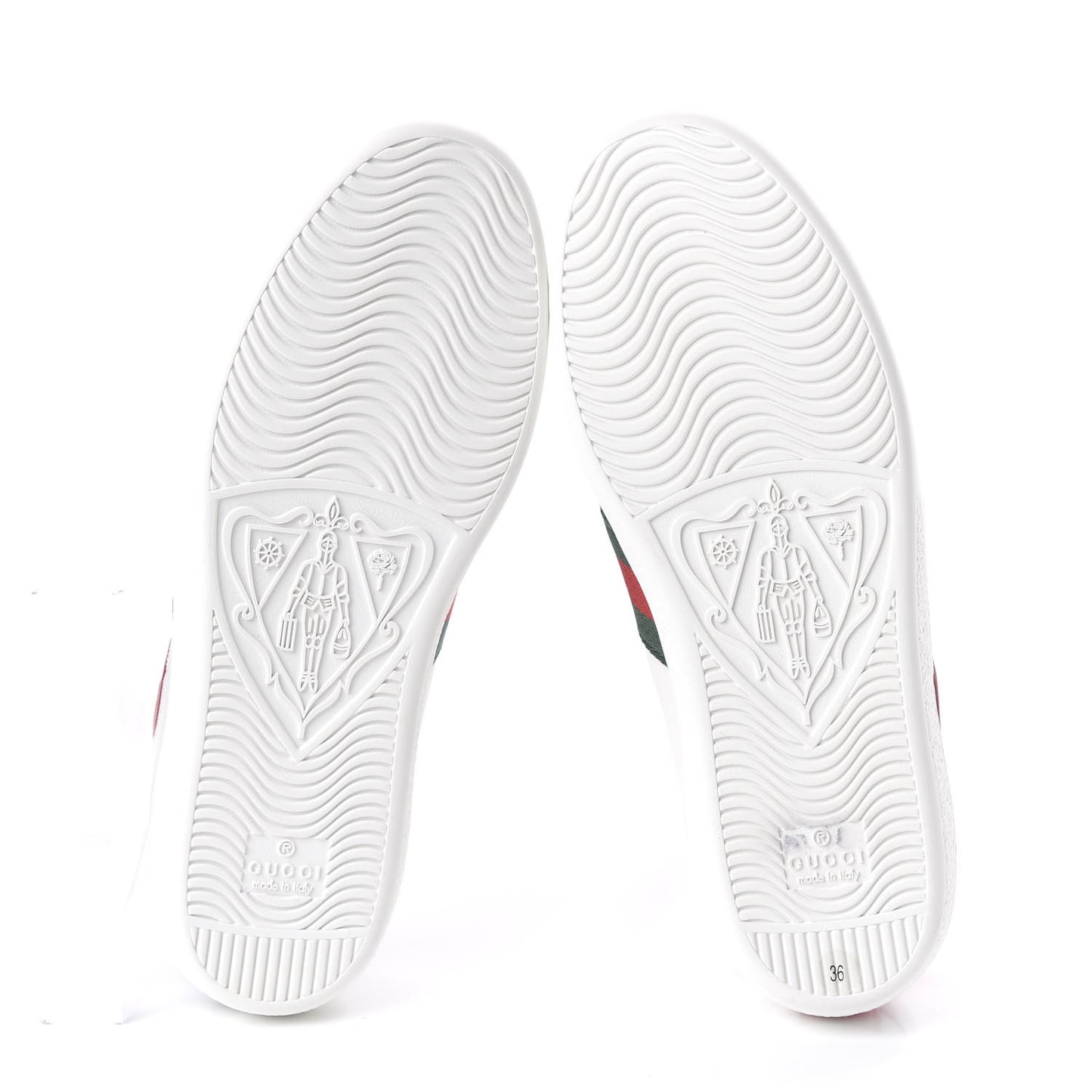Calfskin Web Heart Embroidered Womens Ace Sneakers 36 White