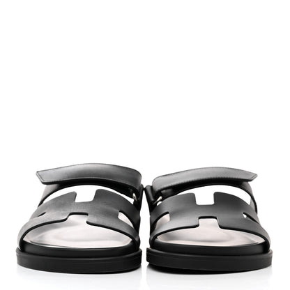 Hermes Calfskin Womens Chypre Sandals 36.5 Black 2 of 9
