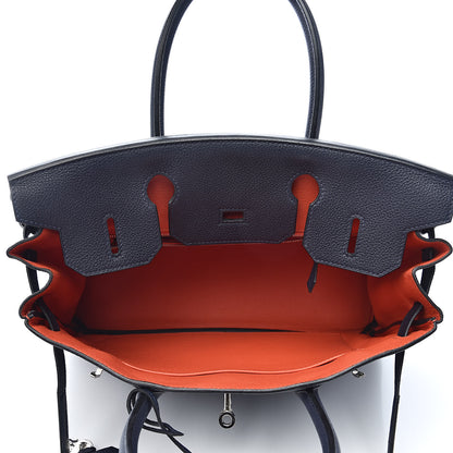 Hermes Togo Birkin Verso 30 Bleu Nuit Orange Poppy 27 of 34