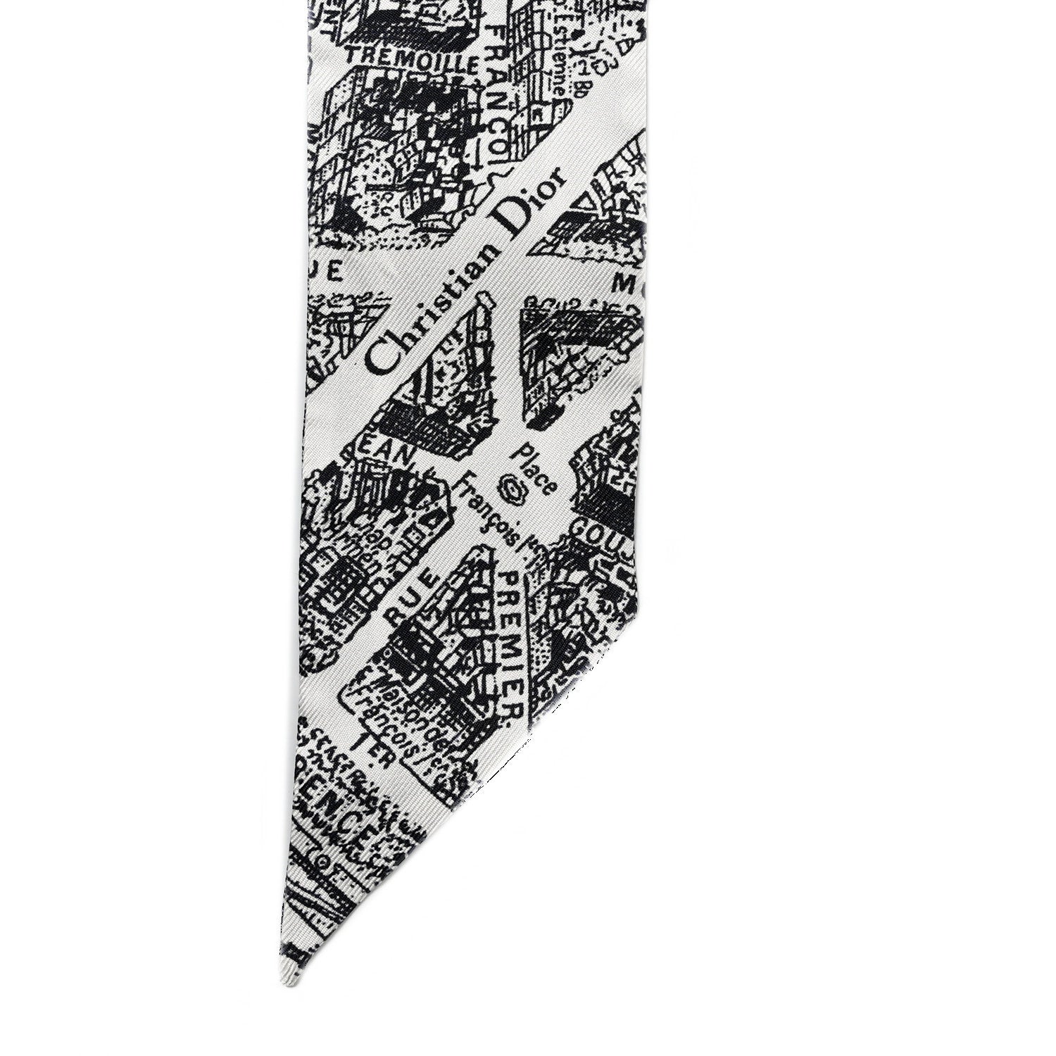 Christian Dior Silk Plan De Paris Mitzah Scarf White Black 2 of 5