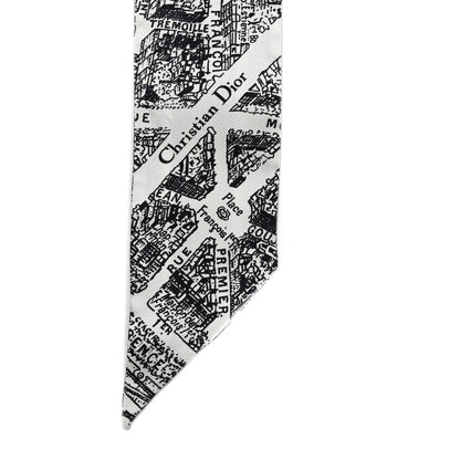 Christian Dior Silk Plan De Paris Mitzah Scarf White Black 2 of 5