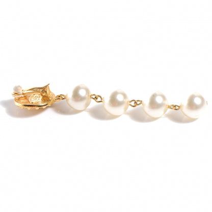 Chanel Pearl Dangle Clip On Earrings Gold 3 of 4