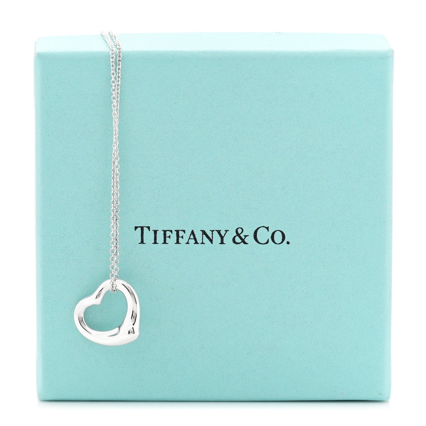 Sterling Silver 16mm Elsa Peretti Open Heart Pendant Necklace