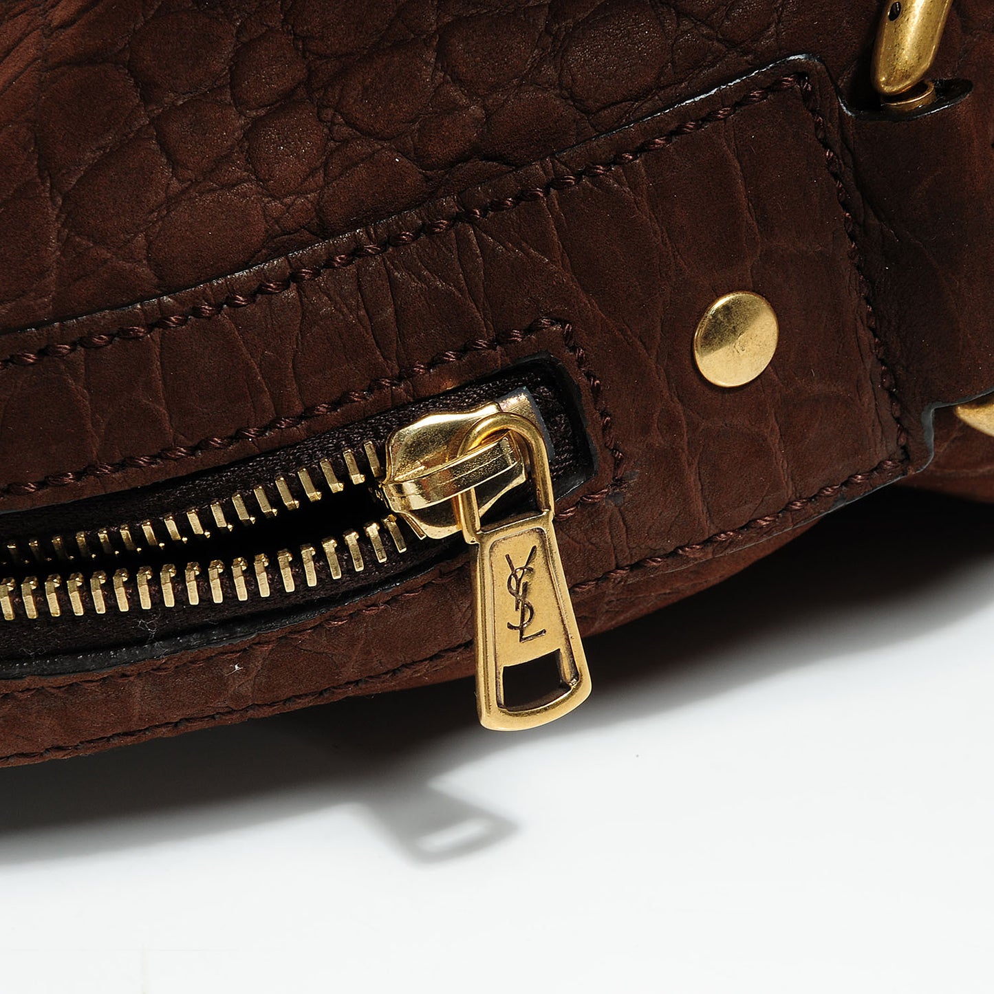 Crocodile Embossed Large Nubuck Muse Brown