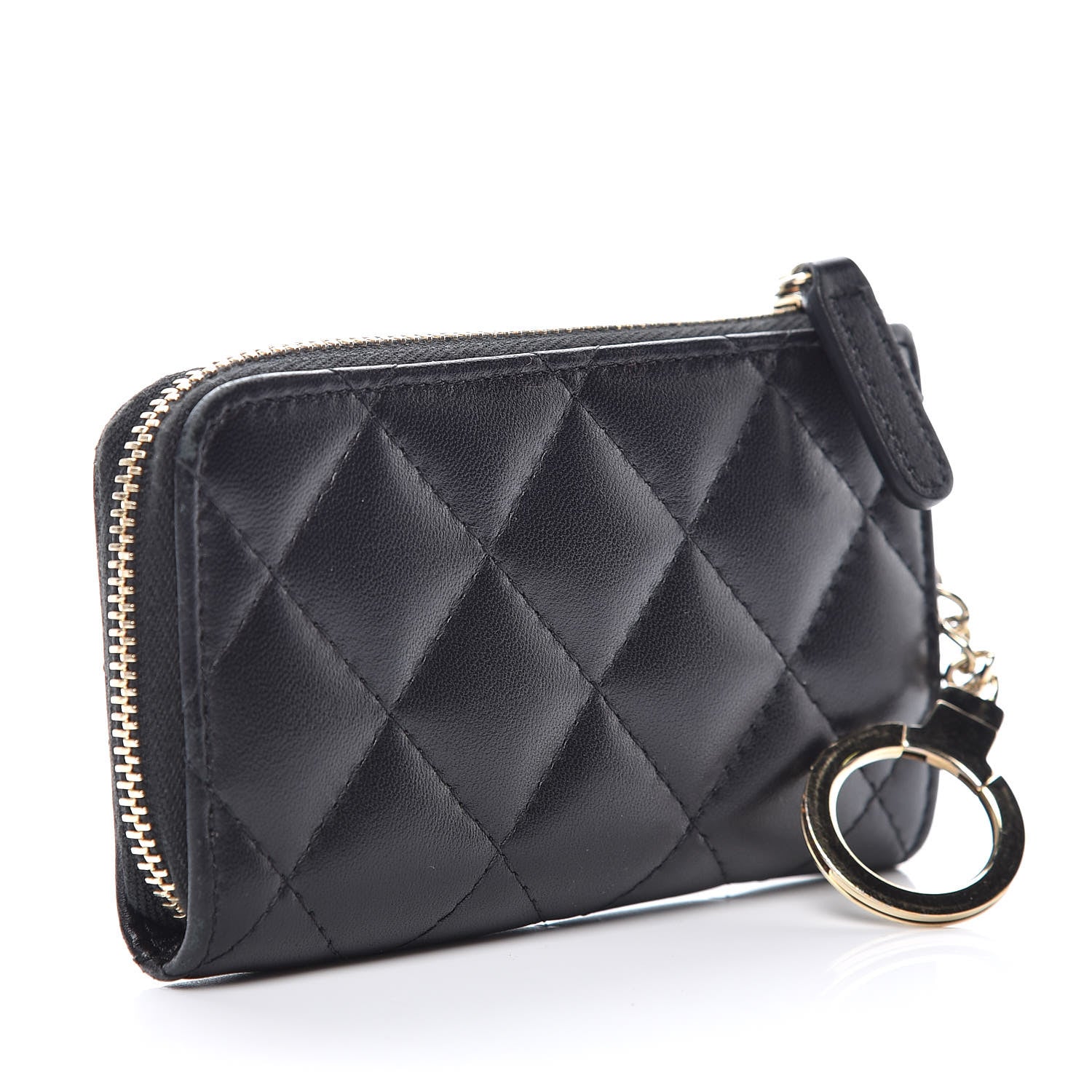 Chanel Lambskin Quilted Key Holder Case Black 3 of 8