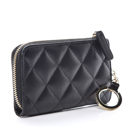 Chanel Lambskin Quilted Key Holder Case Black 3 of 8