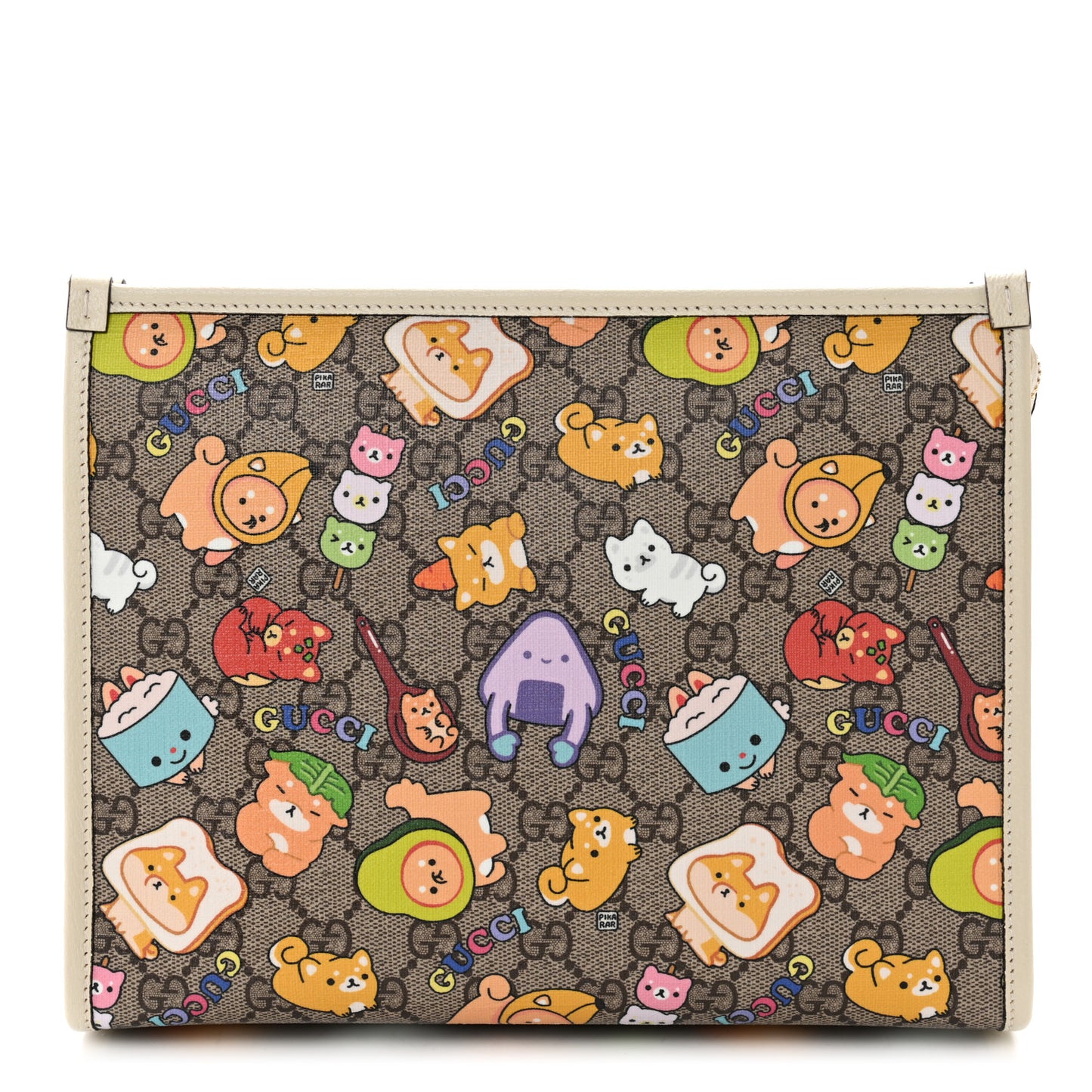 GG Supreme Monogram Animal Kawaii Cosmetic Case Multi White