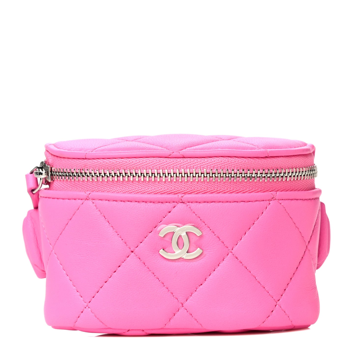 Lambskin Quilted Arm Coin Purse Pink