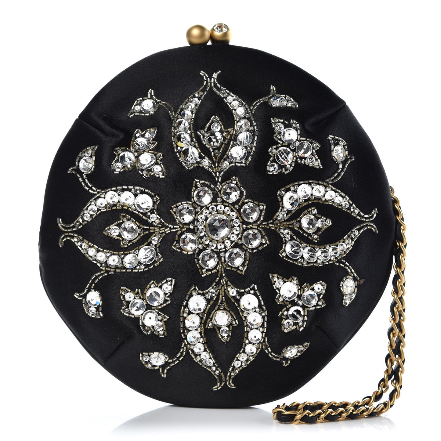 Satin Crystal Evening Wristlet Clutch Black