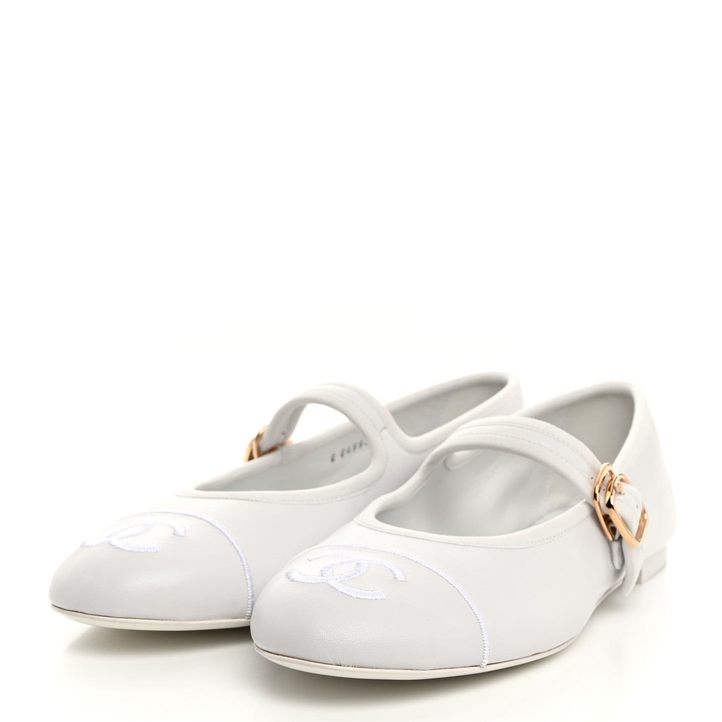 Lambskin Mary Jane Flats 38.5 White