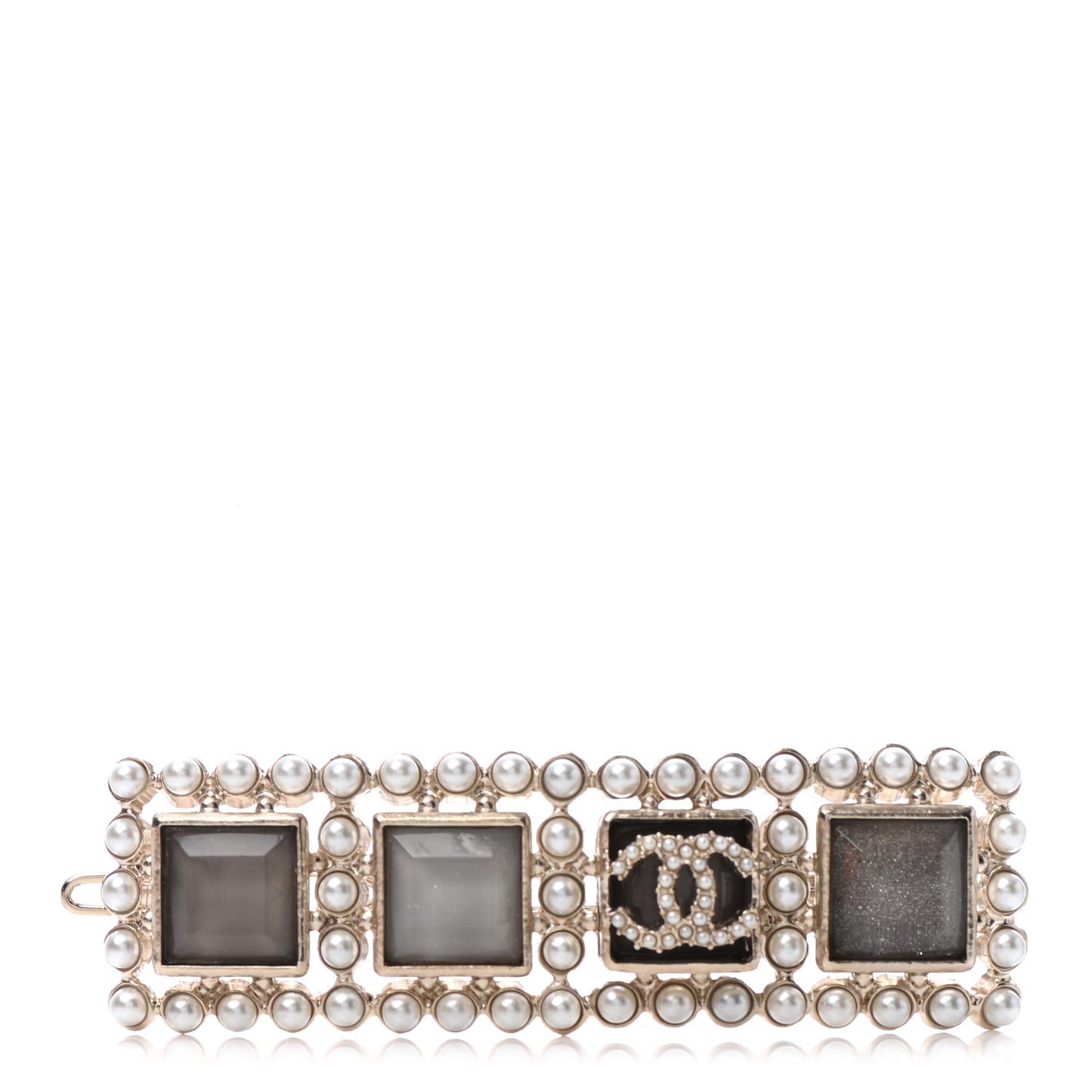 Metal Pearl CC Hair Clip Barrette Gold