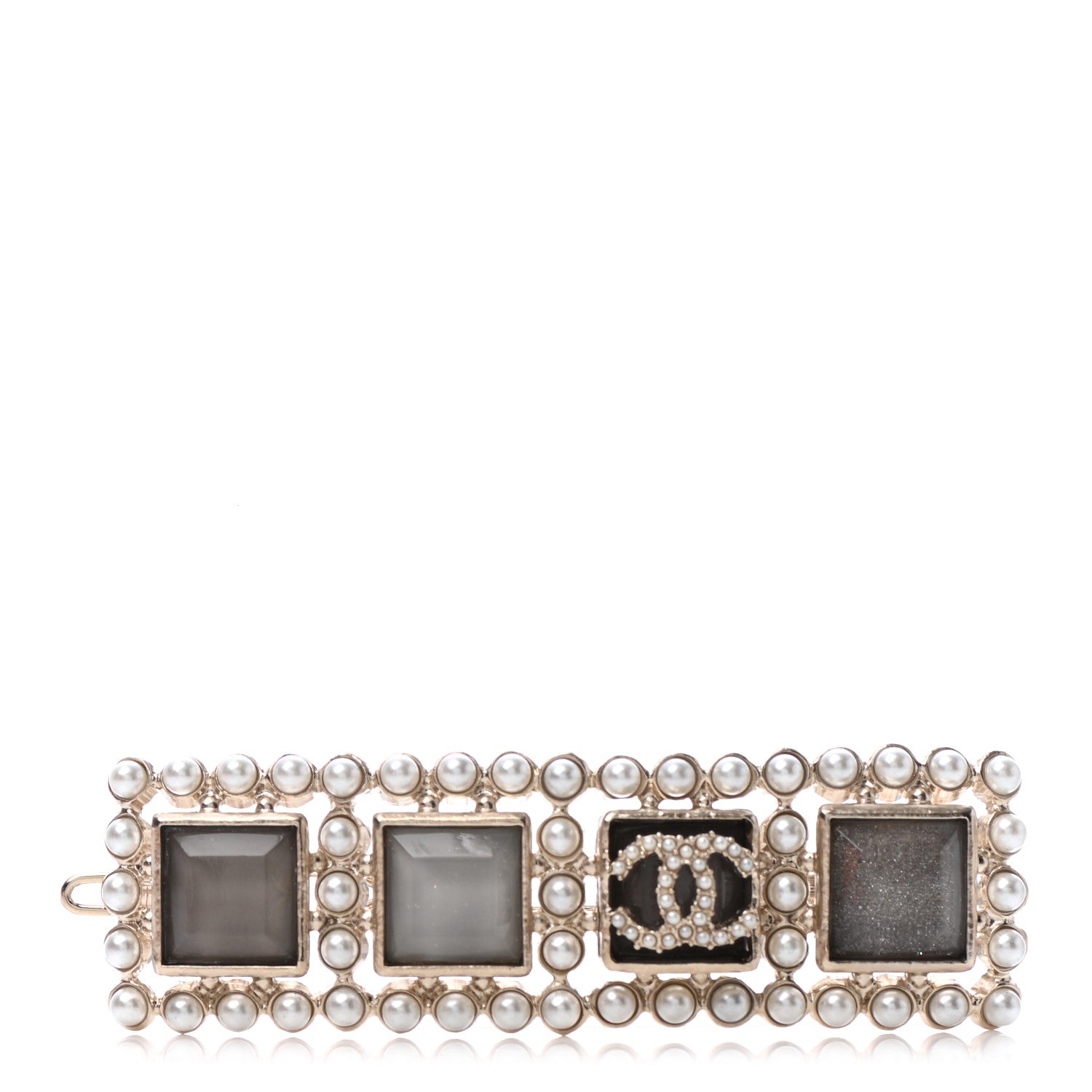 Chanel Metal Pearl CC Hair Clip Barrette Gold 1 of 3
