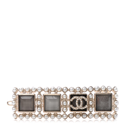 Chanel Metal Pearl CC Hair Clip Barrette Gold 1 of 3