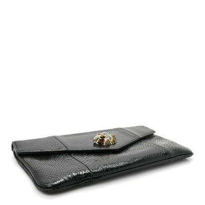 Gucci Snakeskin Rajah Broadway Envelope Clutch Black 4 of 11