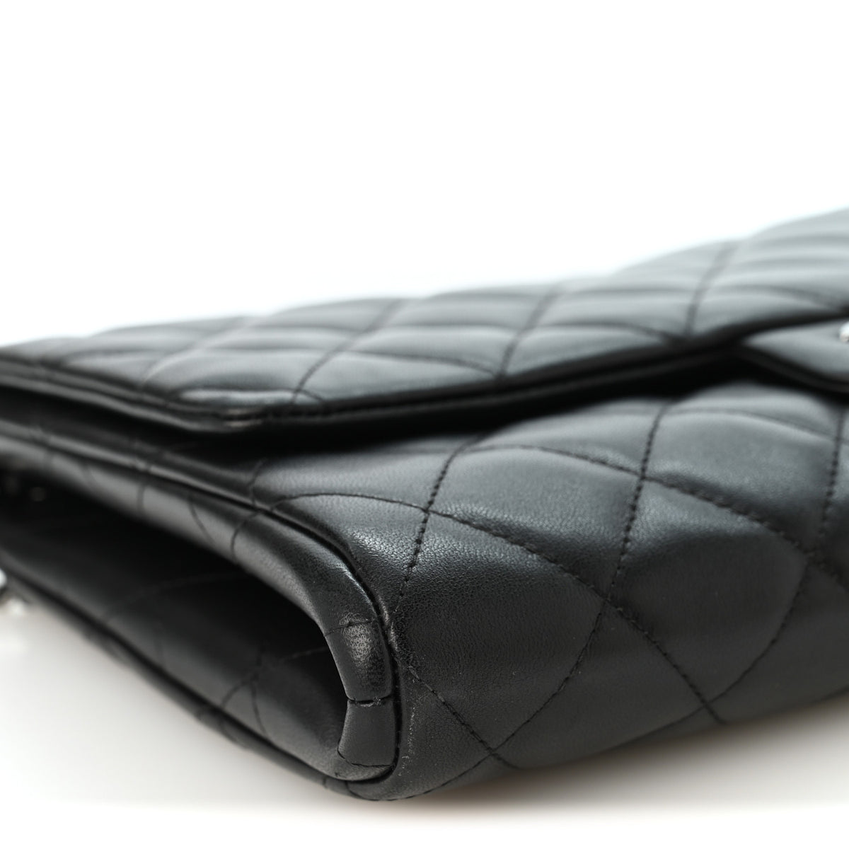 Lambskin Quilted Clutch with Chain Flap Black