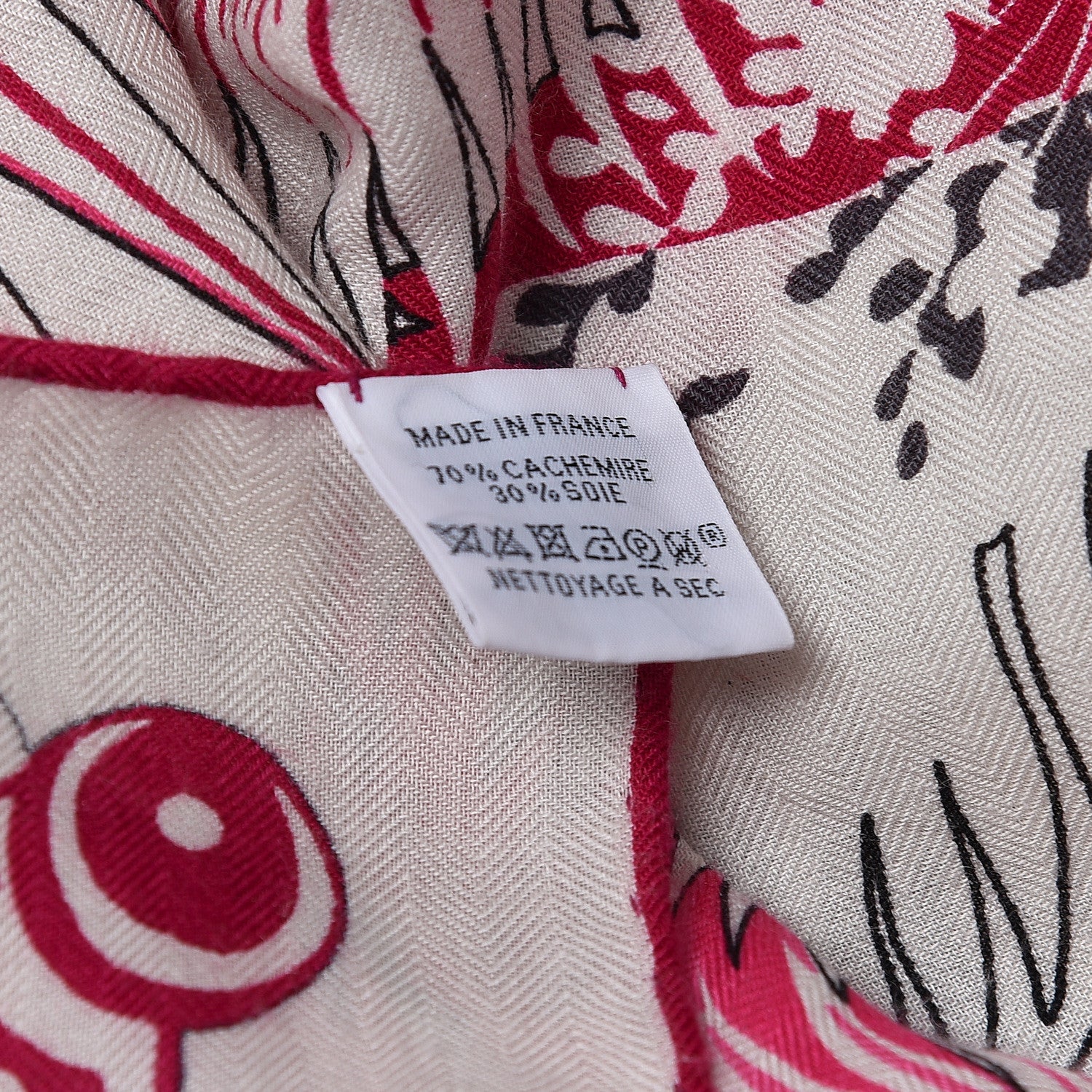 Hermes Cashmere Silk Mythiques Phoenix Coloriage Shawl 140 White Rose Black 7 of 7