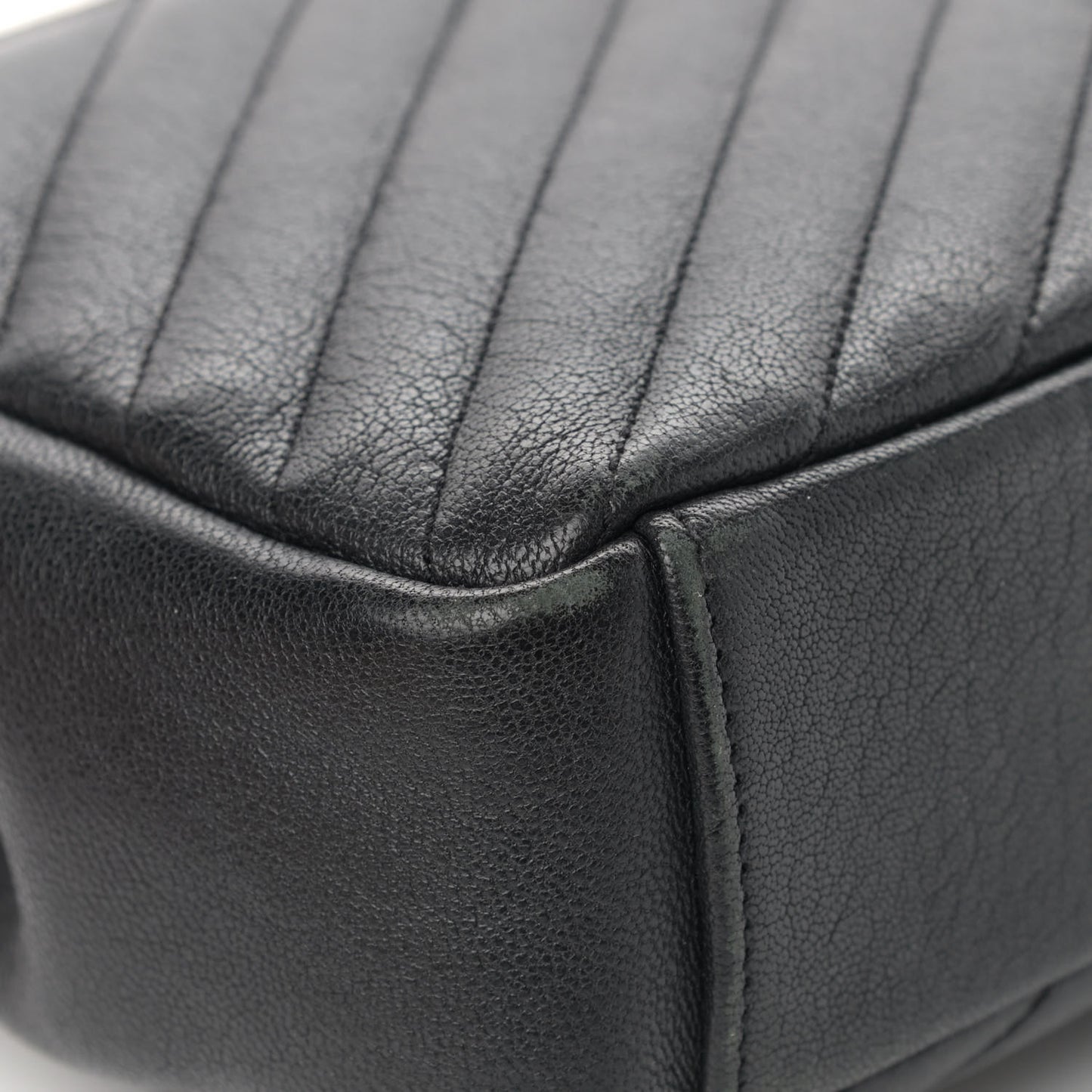 Sheepskin Matelasse Chevron Monogram Medium College Bag Black