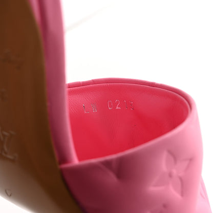 Louis Vuitton Lambskin Embossed Monogram Revival Mid Heel Mules 38 Rose Pop 8 of 12