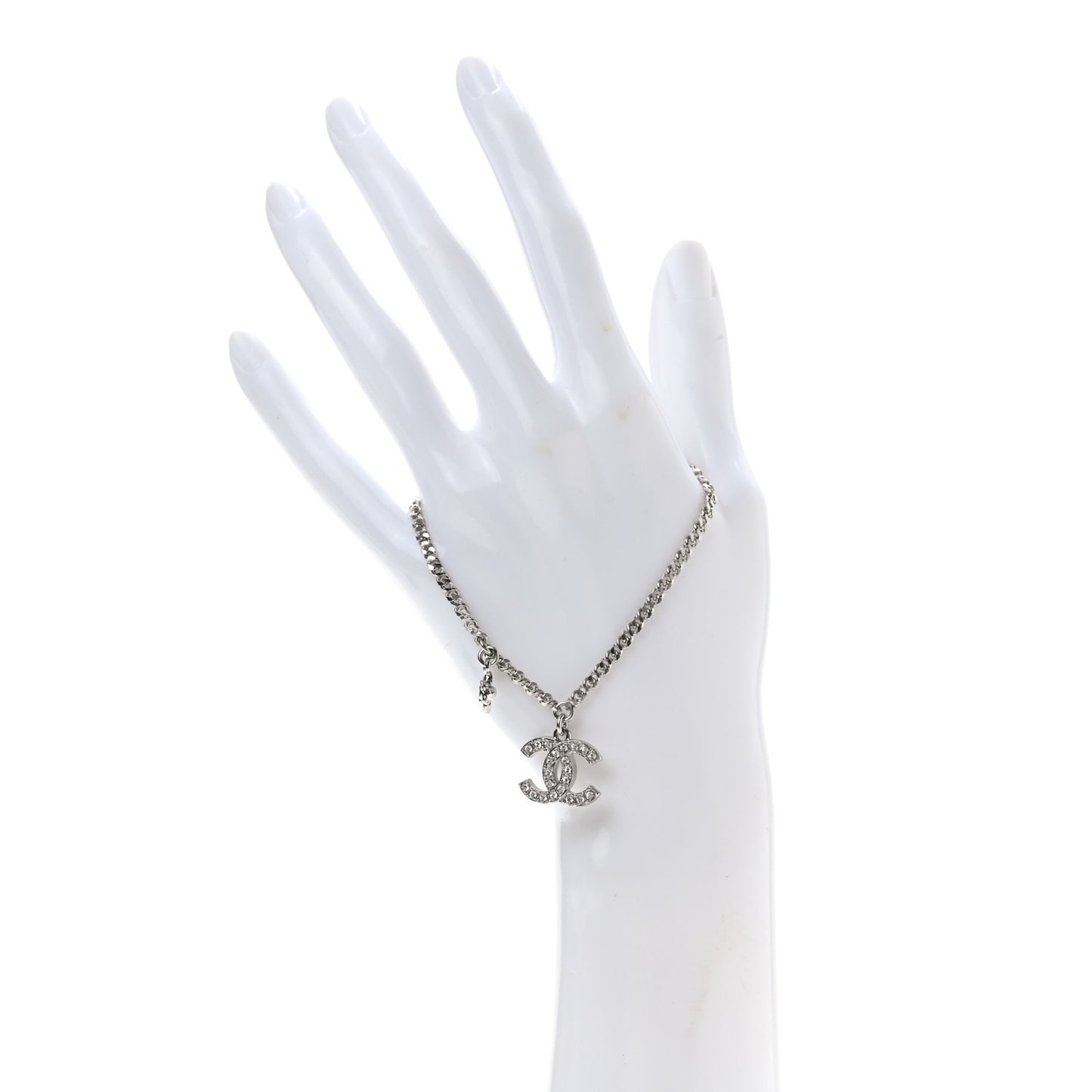 Crystal Pearl Flower CC Bracelet Silver