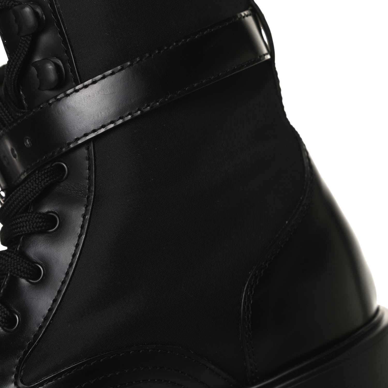 Prada Spazzolato Rois Nylon Metal Triangle Logo Monolith Pouch Pocket 55mm Boots 38 Black 13 of 14