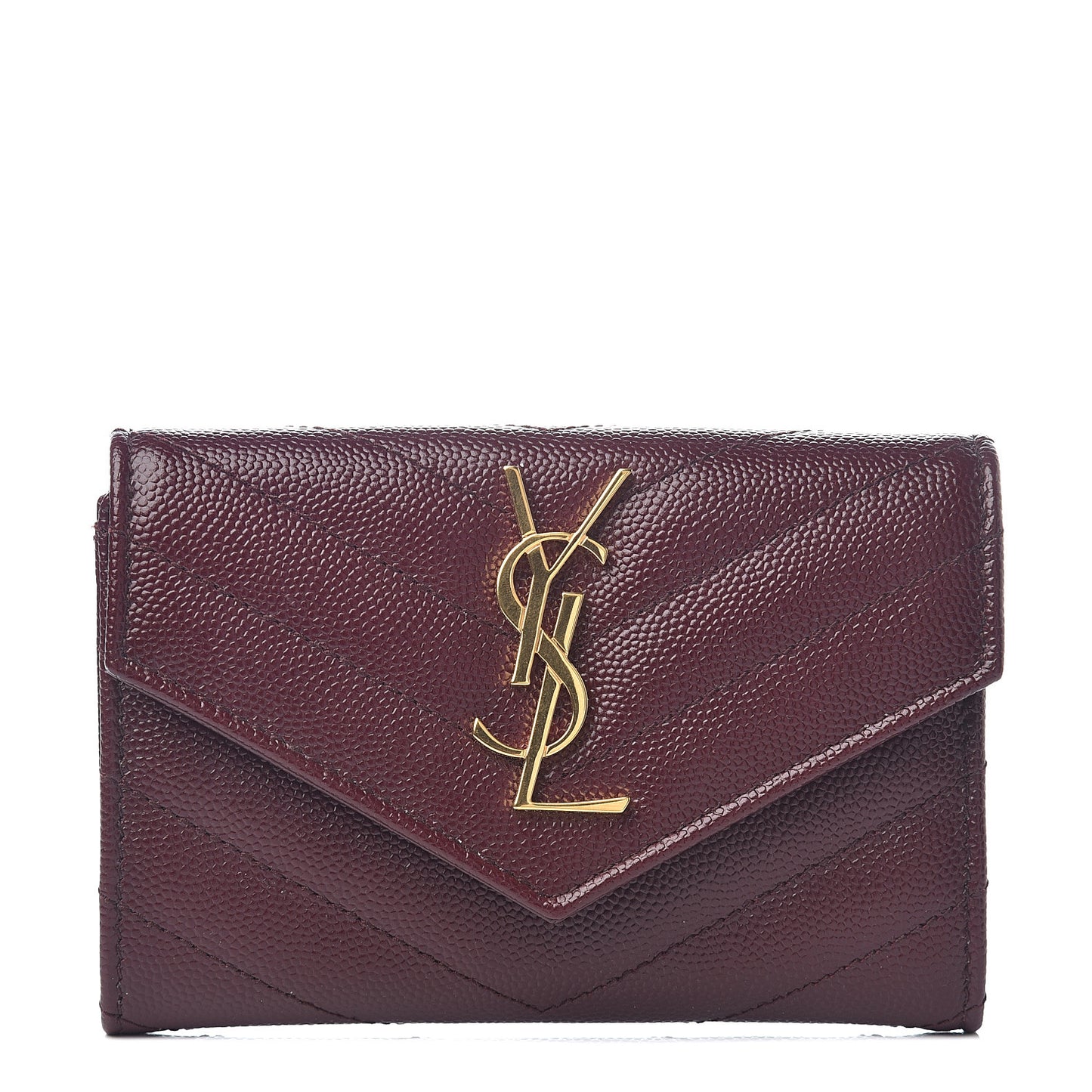 Grain De Poudre Matelasse Chevron Small Monogram Envelope Wallet Bordeaux