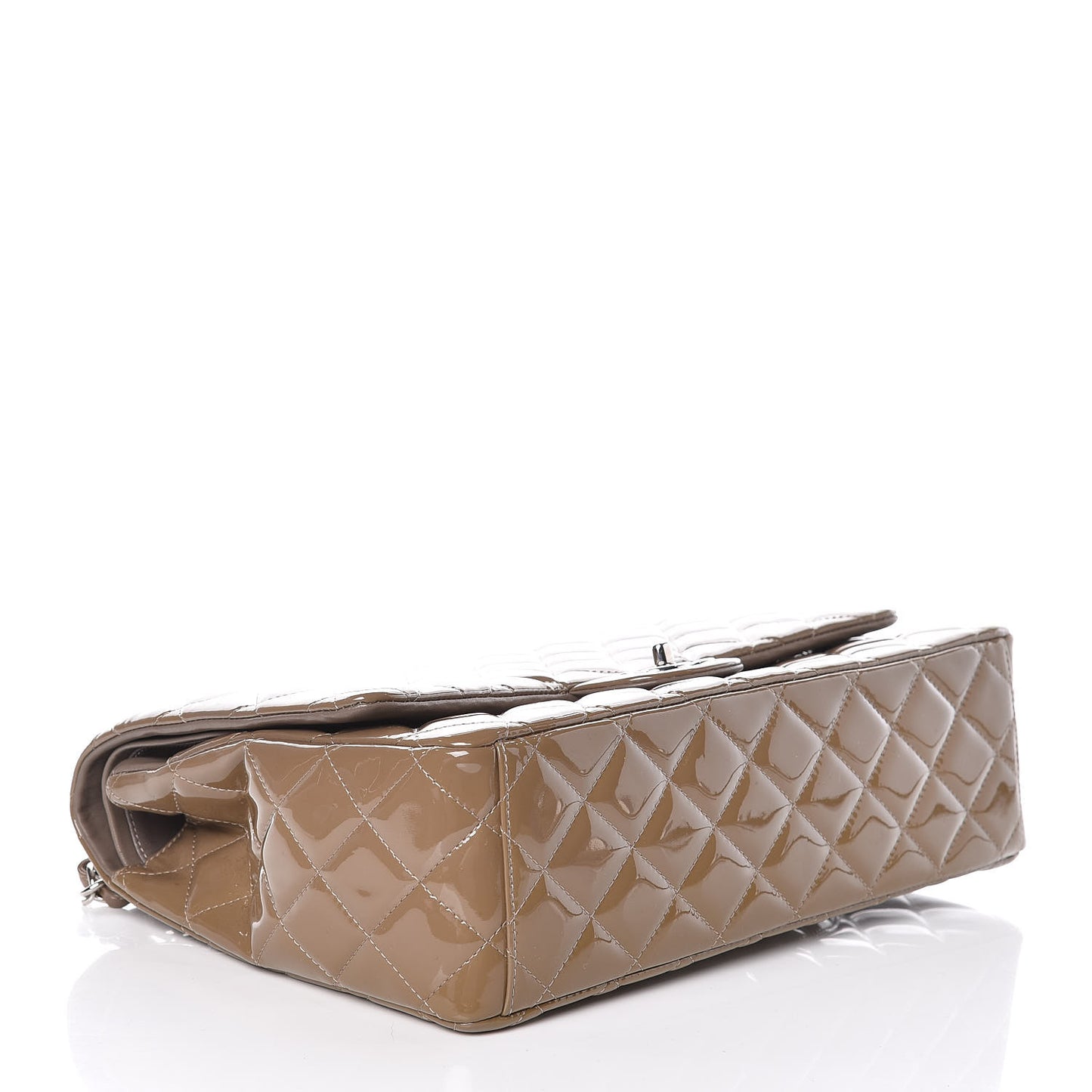 Patent Calfskin Quilted Maxi Double Flap Grey