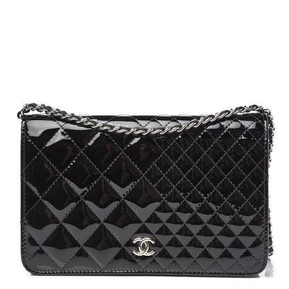 Chanel Patent Quilted Wallet On Chain WOC Black 1 of 9