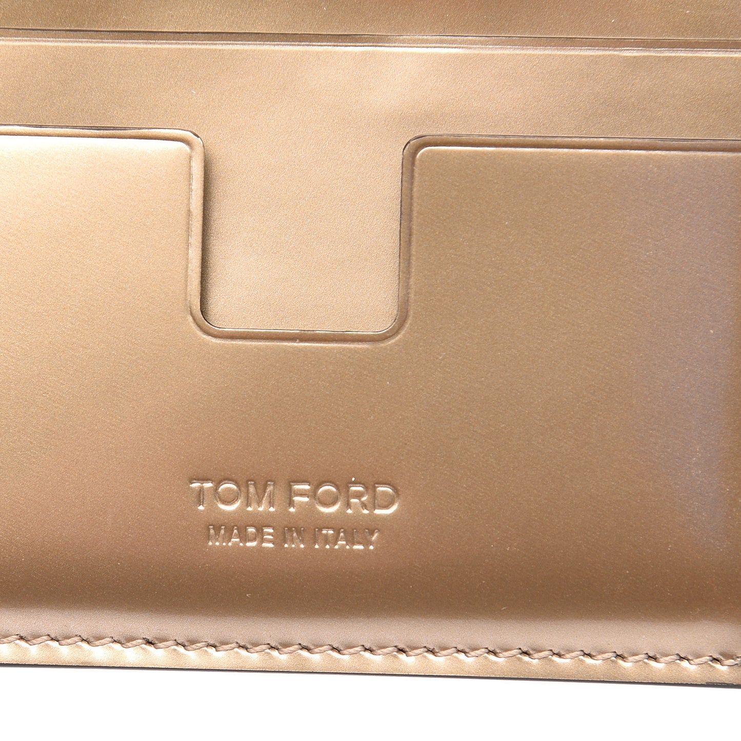 Metallic Calfskin Card Holder Gold
