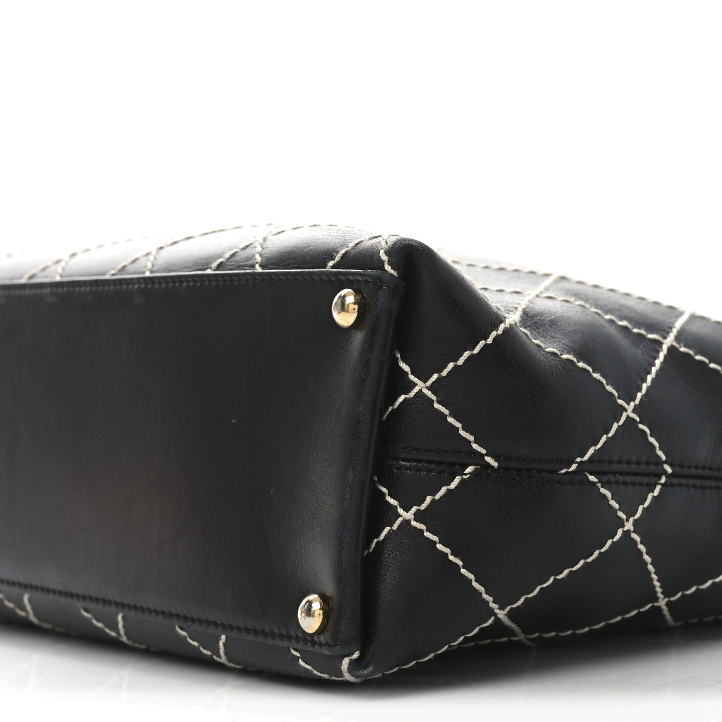 Calfskin Wild Stitch Large Tote Black