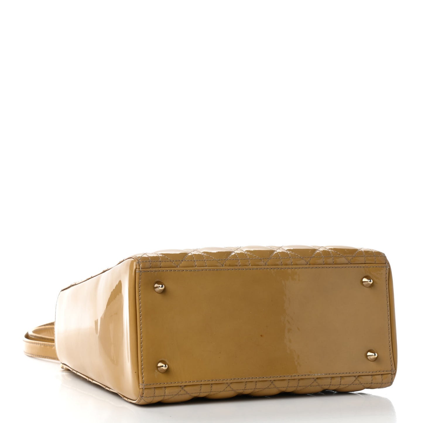 Patent Cannage Medium Lady Dior Beige