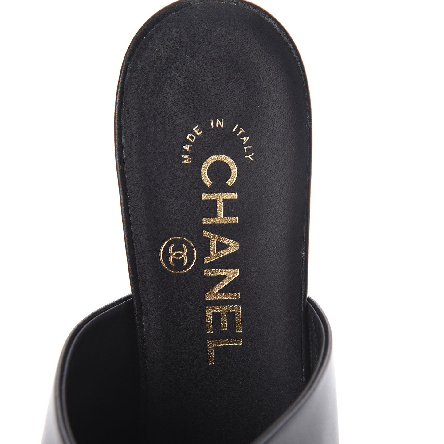 Calfskin CC Chain Mules Sandals 38 Black