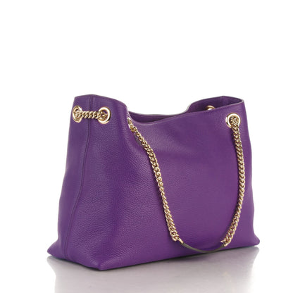 Gucci Pebbled Calfskin Medium Soho Chain Shoulder Bag Shine Purple 2 of 12