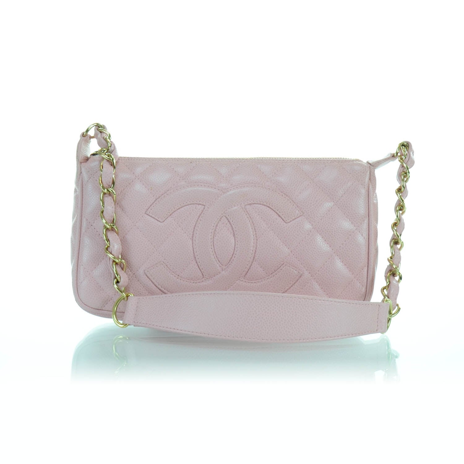 Chanel Caviar Quilted Pochette Pink 1 of 10