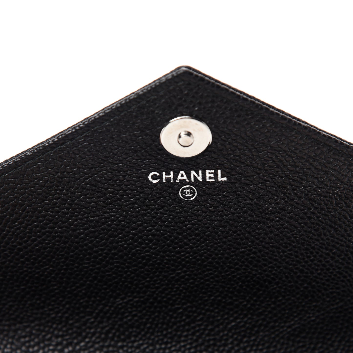 Caviar Chevron Quilted Square Wallet On Chain WOC Black