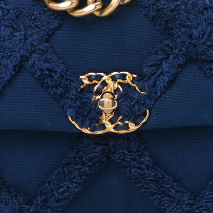 Chanel Cotton Canvas Quilted Medium Chanel 19 Flap Navy Blue 8 of 14