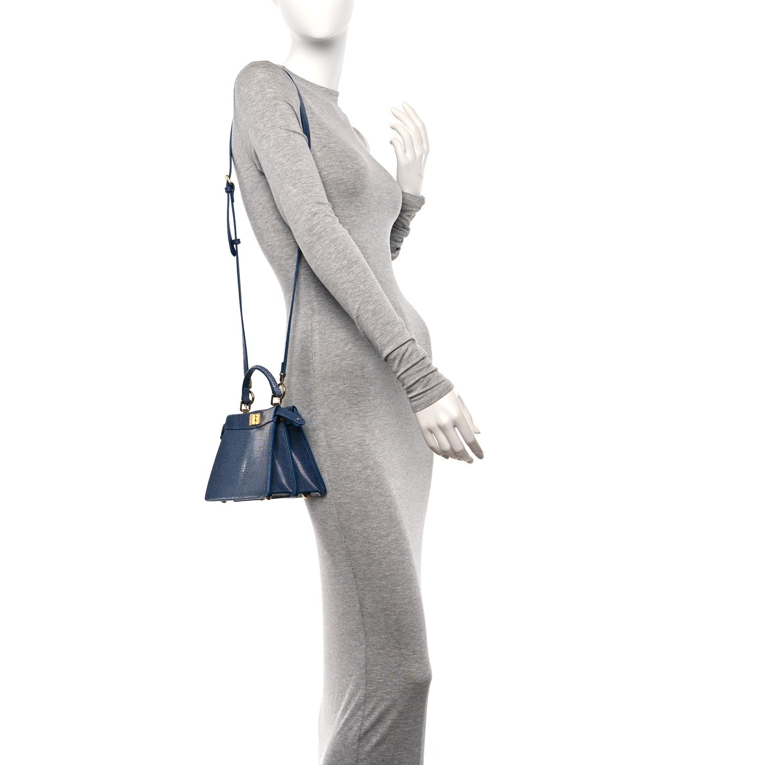 Fendi Stingray Shiny Nappa Petite Peekaboo I SEE U Satchel Mirto 2 of 10