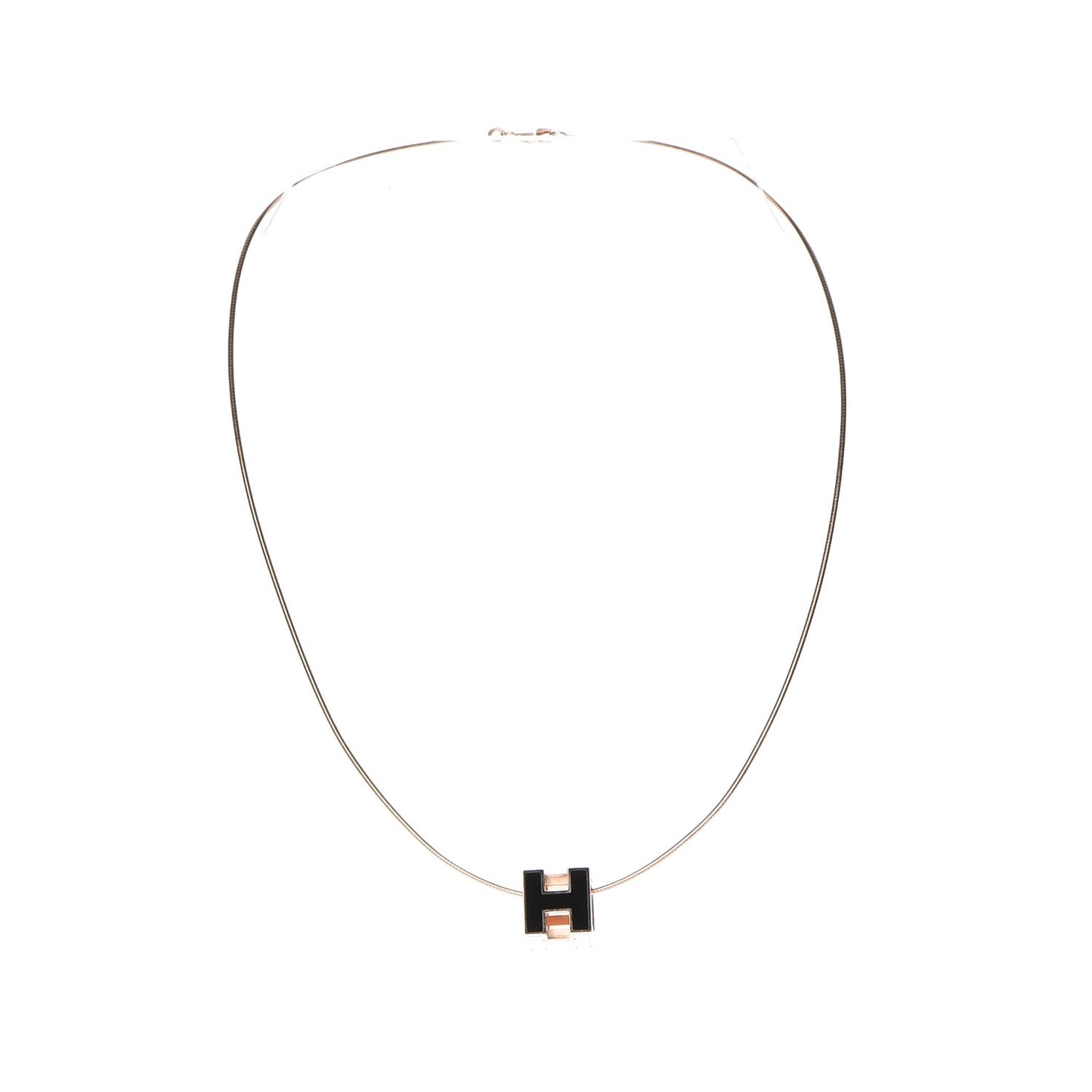 Rose Gold Lacquered Cage d'H Pendant Necklace Black