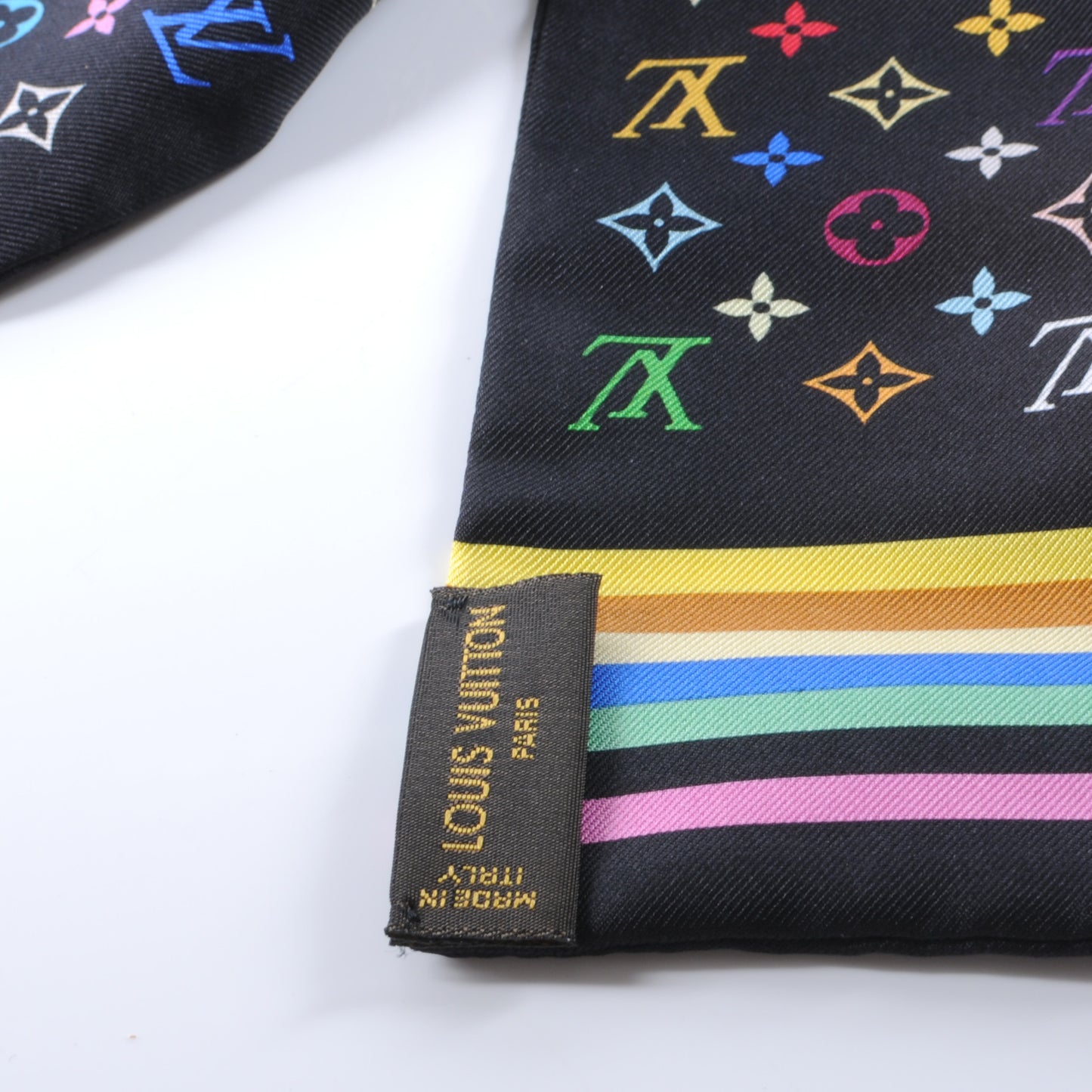 Silk Monogram Multicolor Bandeau Black