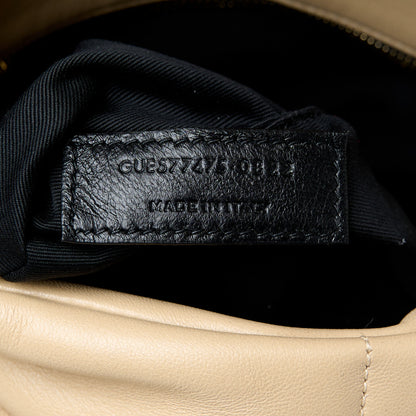 Saint Laurent Lambskin Quilted Medium Loulou Puffer Monogram Chain Satchel Dark Beige 8 of 13