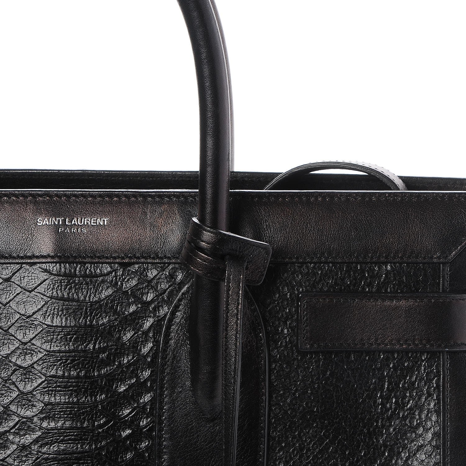 Saint Laurent Python Calfskin Embossed Small Sac de Jour Black 12 of 12