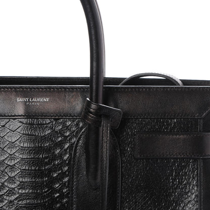 Saint Laurent Python Calfskin Embossed Small Sac de Jour Black 12 of 12