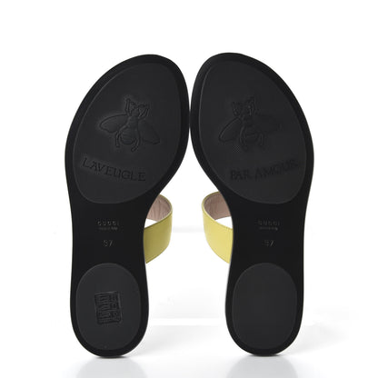 Gucci Calfskin GG Marmont Thong Sandals 37 Banana 5 of 8