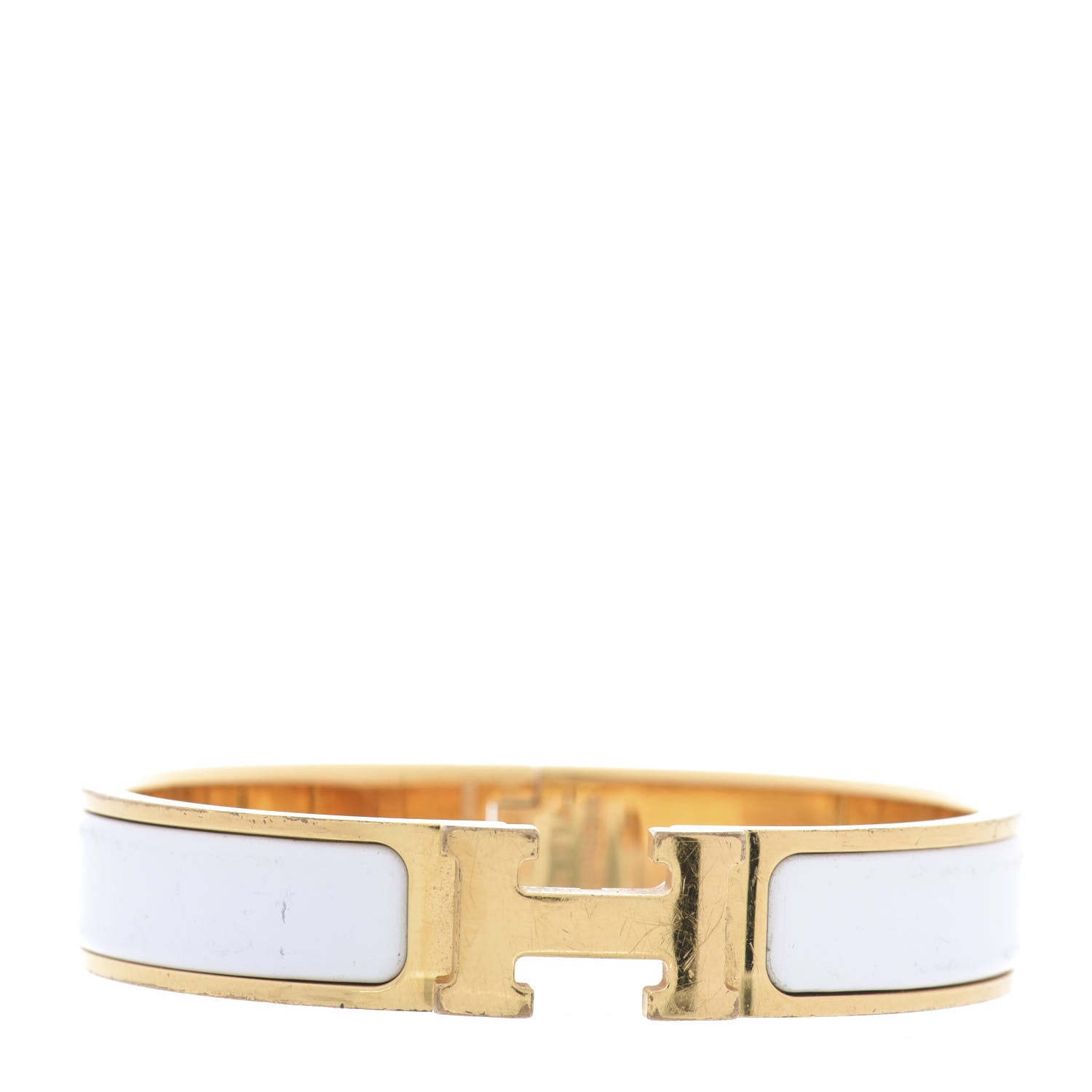 Hermes Enamel Narrow Clic Clac H Bracelet PM White 1 of 4