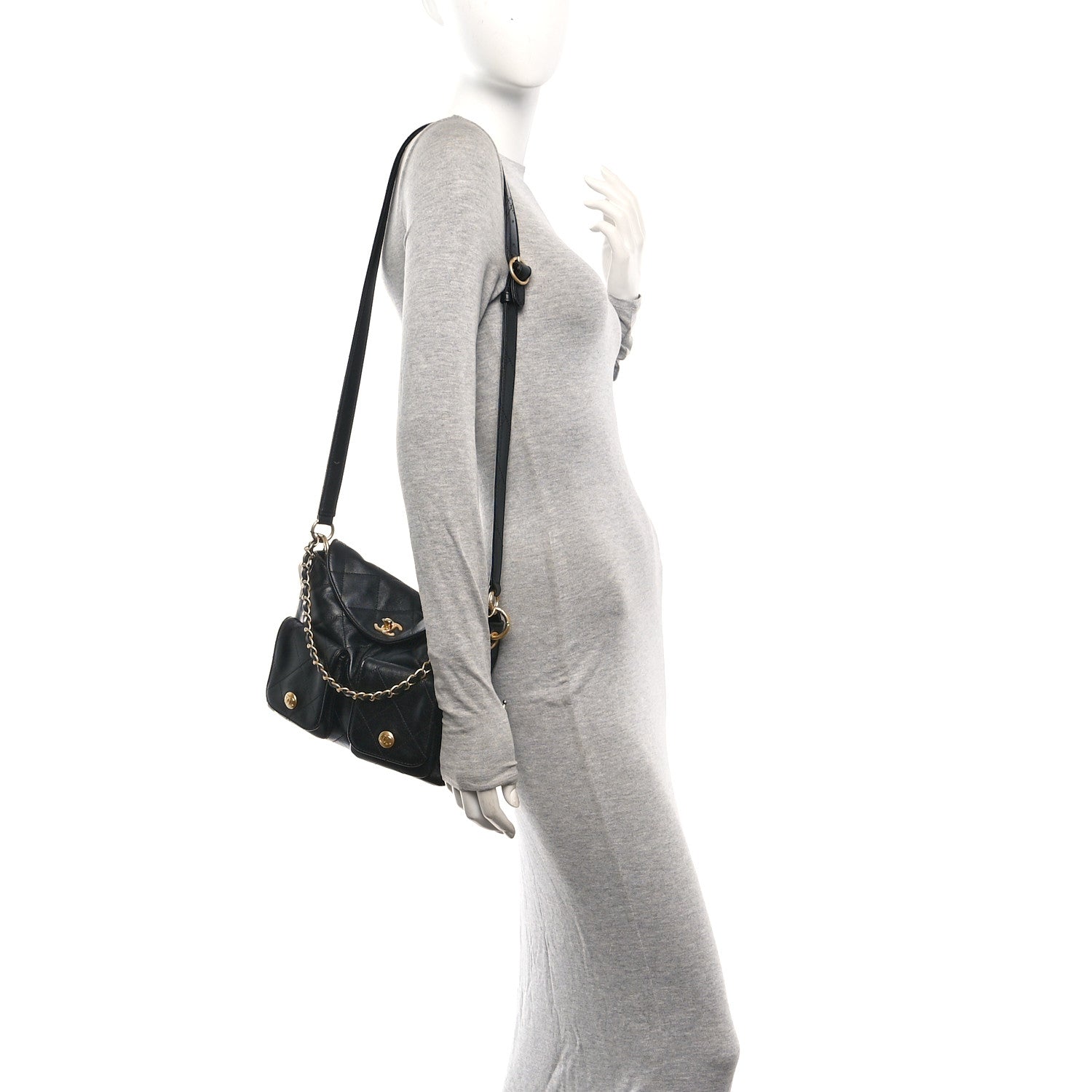 Chanel Shiny Calfskin Quilted Small Supple Twins Hobo Bag Black 2 of 10