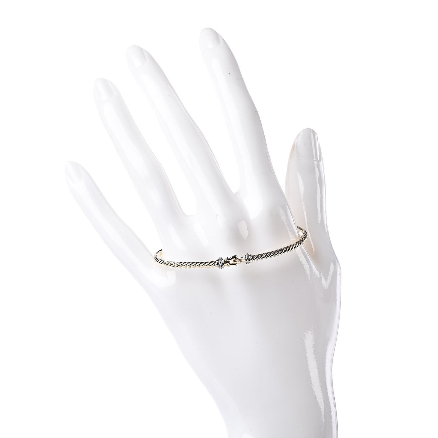 18K Yellow Gold Diamond 2.6mm Cable Collectibles Buckle Bracelet