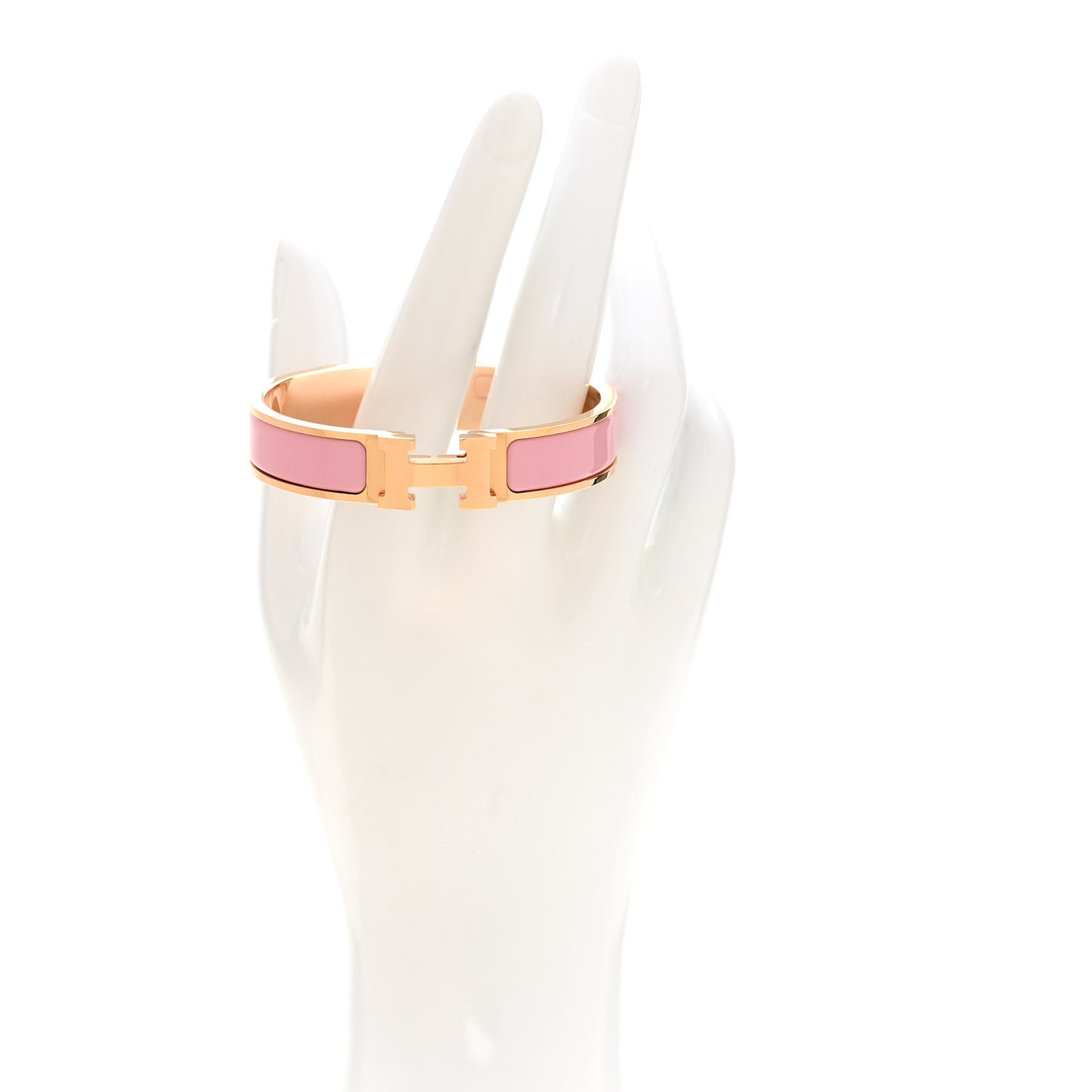 Enamel Narrow Clic Clac H Bracelet PM Rose Delirium